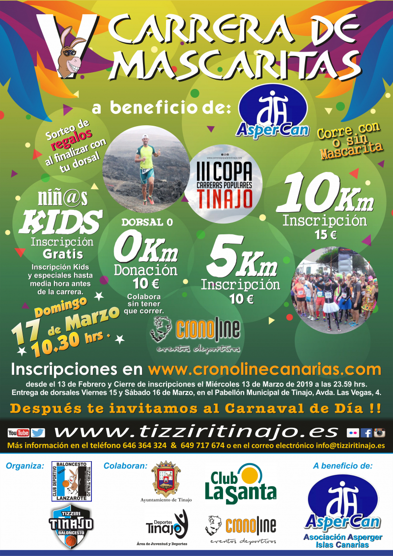 V CARRERA DE MASCARITAS TINAJO - Inscríbete